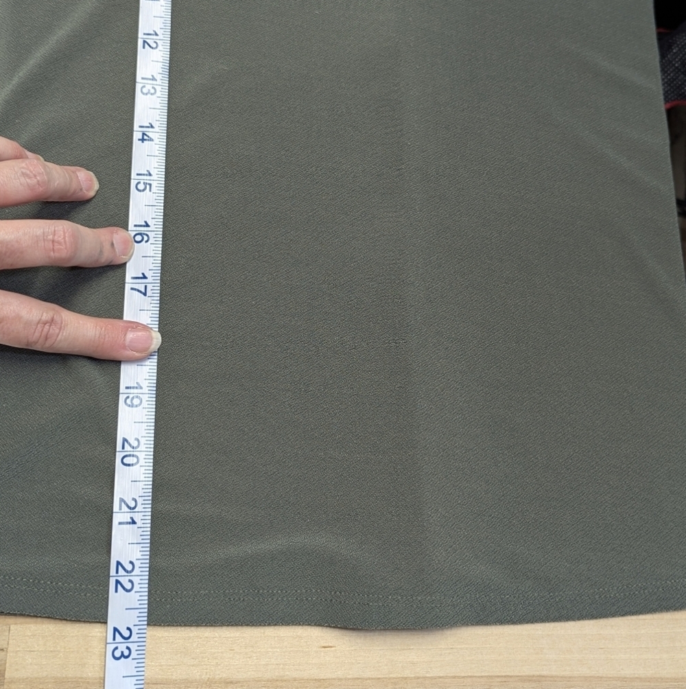 A.U.W Cut Out Neckline Olive Green Top Stretch Knit Bodycon S Mock Neck - Picture 10 of 10